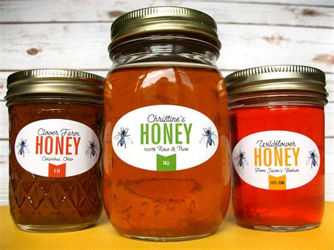 Custom Colorful Oval Honey Jar Labels printed for backyard beekeepers ...