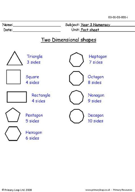 Two-Dimensional Figures Worksheets Answers