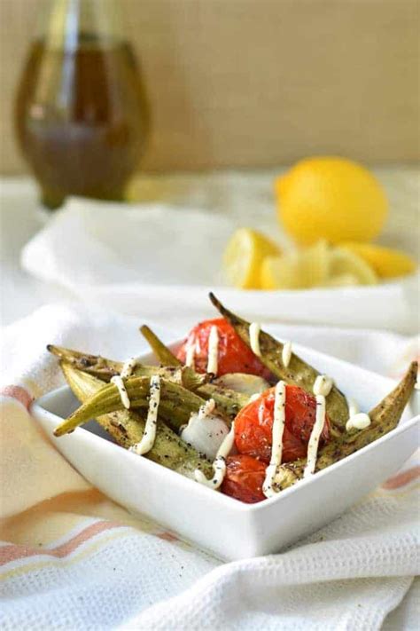 Grilled Okra and Tomatoes with Garlic Lemon Aioli | Biscuits & Burlap