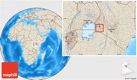 Shaded Relief Location Map of KISII MUNICIPALITY