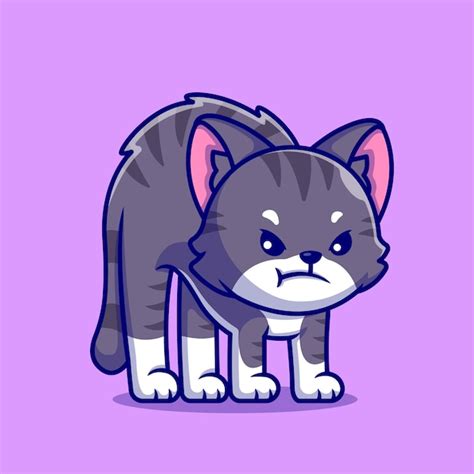 Premium Vector | Cute Cat Angry Cartoon Icon Illustration.