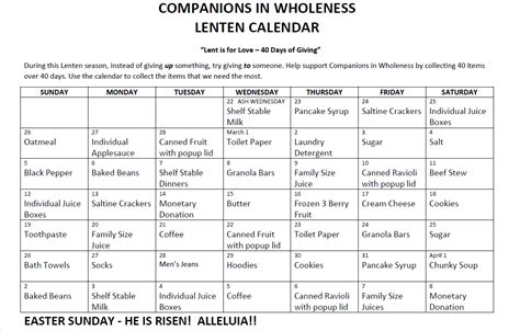 Lenten Calendar: Companions In Wholeness – Grace Congregational UCC, Rutland, VT