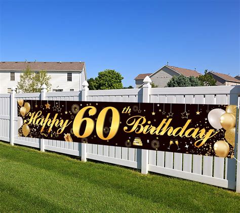 Amazon.com: Happy 60th Birthday Banner,Birthday Party Sign Backdrop Banner For Men Women Cheer ...