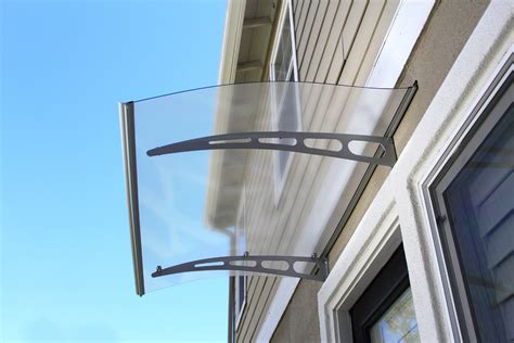 ADVANING 59"x35" Solid Polycarbonate Door Awning, PA Series, Frosted Sheet, Aluminum Brackets ...