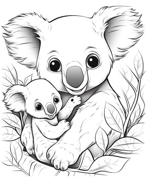 Premium AI Image | a drawing of a koala holding a baby koala generative ai