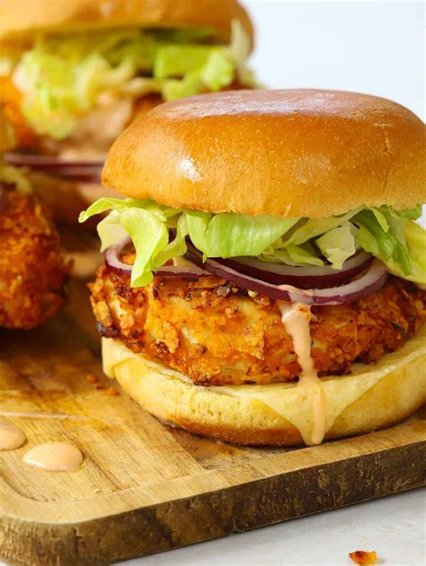 Crispy Chicken Burgers {with Hot Honey Mayo}