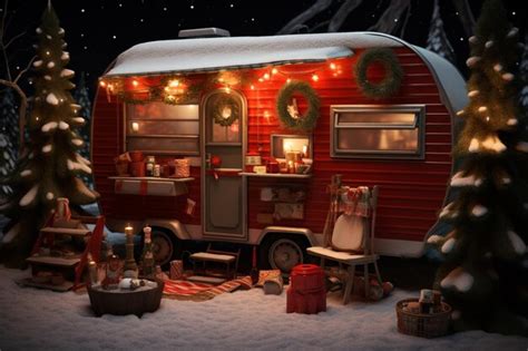 Premium AI Image | arafed trailer with christmas decorations and lights ...