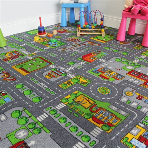 Large Colourful Kids Village Town Rug City Car Roads Activity Play Mats Rugs UK | eBay