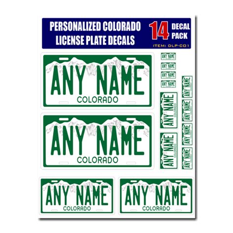 Personalized Colorado License Plate Decals - Stickers Version 1 - Teamlogo.com | Custom Imprint ...