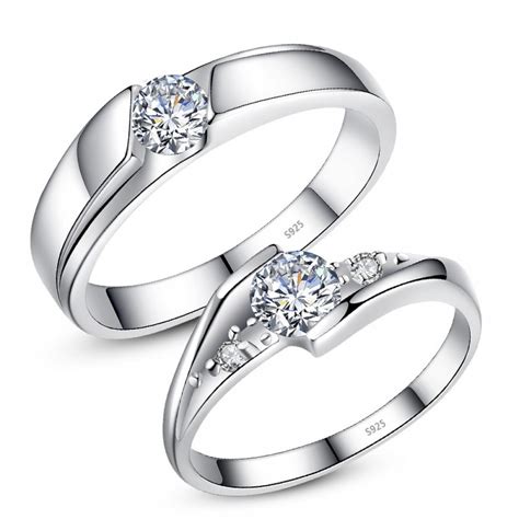 Round-cut Solitaire Promise Rings For Couples In 925 Sterling Silver ...