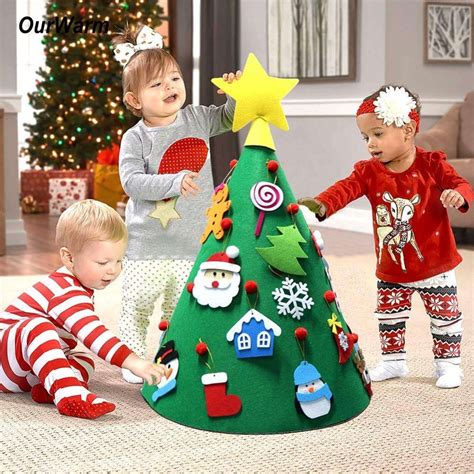 10.48€ 30% de DESCUENTO|OurWarm Árbol de Navidad de fieltro para niños pequeños, adorno colgante ...