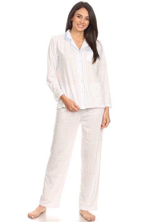 2125 Womens Sleepwear Pajamas Woman Long Sleeve Button Down set White XXL - Walmart.com