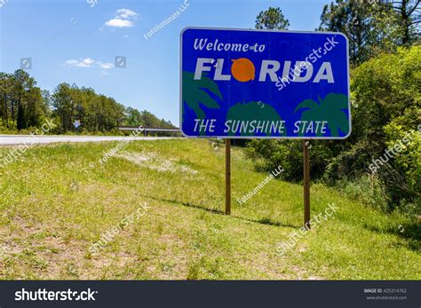 Welcome Sign Entering State Florida Southbound Stock Photo 425314762 ...