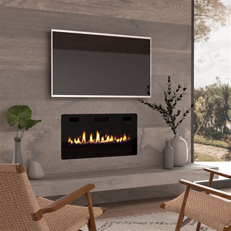 Okada 36" Electric Fireplace Insert, 3.86" Ultra Thin Wall Mounted/ In ...