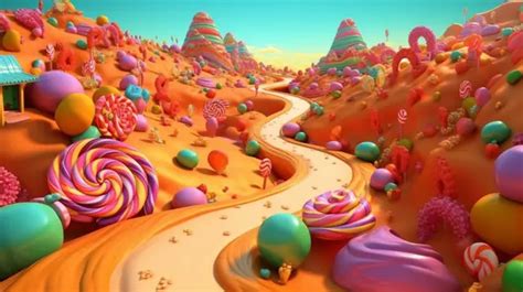 Cartoon Candy Land Brought To Life In 3d Background, Candy Background, Pink Cake, Cake Cartoon ...