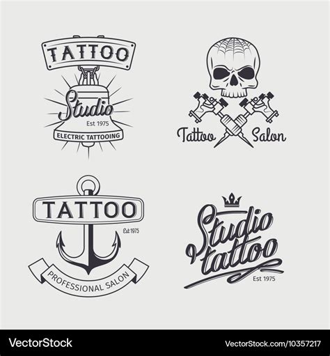 Tattoo studio logo templates Royalty Free Vector Image