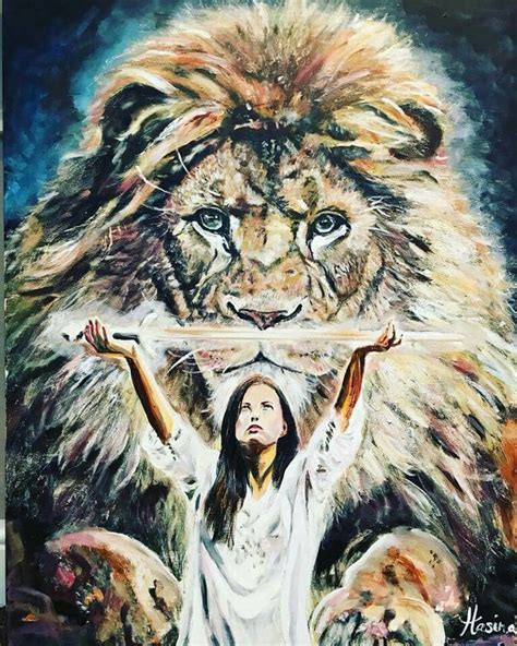 Lion of Judah and woman with sword, prophetic art painting. | Prophetic ...