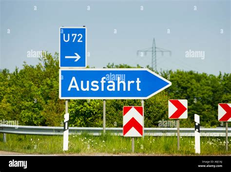 German autobahn exit sign Germany Europe Stock Photo - Alamy