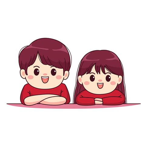 Valentines day cute couple kawaii chibi character design 4910440 Vector Art at Vecteezy