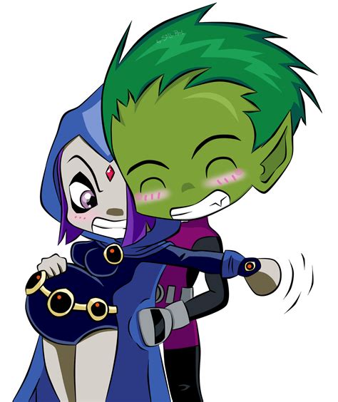 Commission: Raven and BeastBoy by LowRankRaccoon969 on DeviantArt