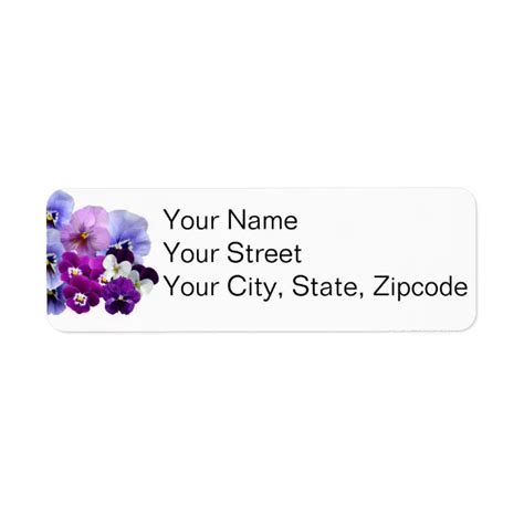 Personalized Return Address Labels with Pansies | Zazzle