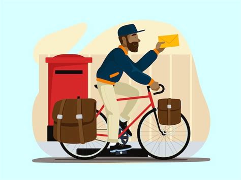 Premium Vector | Postman bicycle
