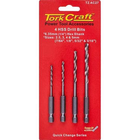 TORK CRAFT | DRILL BIT | HEX SHANK | SET 4PCE 2.5MM | Tool Accessories, Strand Hardware, South ...