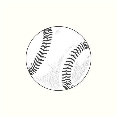 Baseball softball vector illustration in black. Detailed vintage style ...