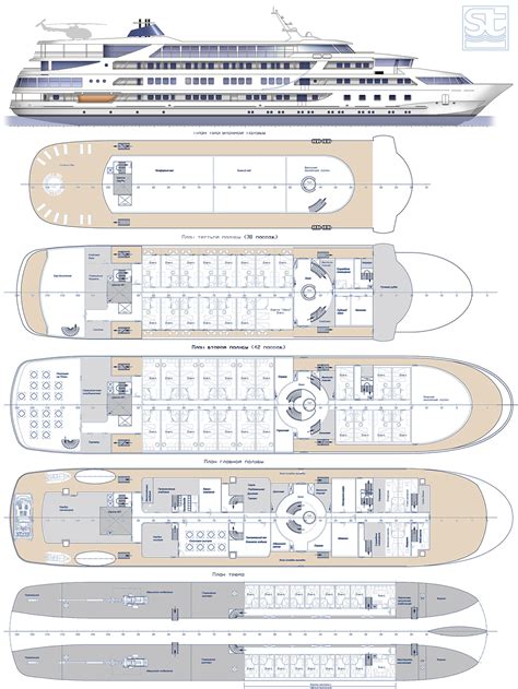 Cruise vessel. Deck plan. SeaTech ltd