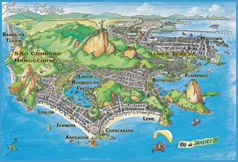 Rio de Janeiro Map Tourist Attractions - TravelsFinders.Com