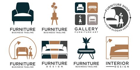 Modern furniture icon set logo graphic trendy design, Minimalist ...