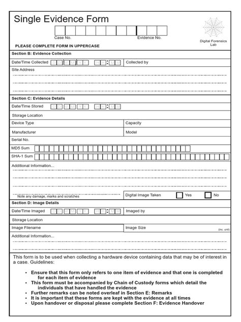 Chain of Custody Form | Digital Forensics | Areas Of Computer Science