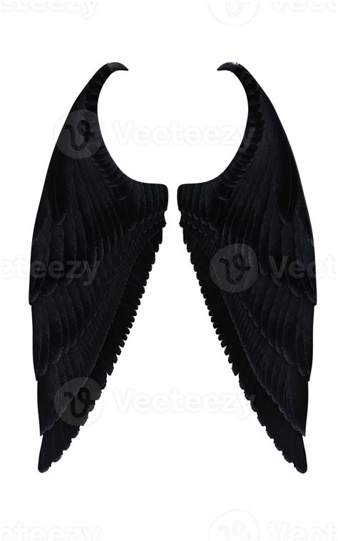 3d Illustration Demon Wings, Black Wing Plumage Isolated. 46899954 PNG