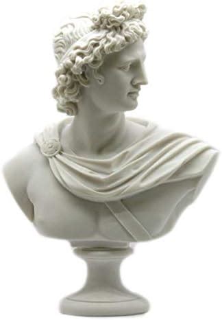 Apollo Greek Roman God Bust Head Statue Cast Marble Sculpture Handmade 12.6΄΄ - Glossy Light