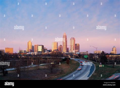 Charlotte Skyline at Sunrise Stock Photo - Alamy