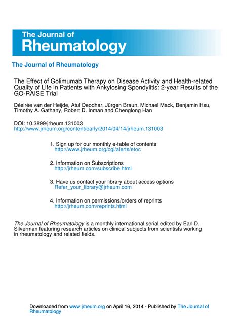 (PDF) The Effect of Golimumab Therapy on Disease Activity and Health ...