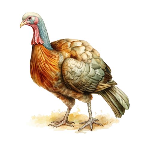Watercolor Turkey Bird Drawing, Thanksgiving Day Holiday Vector Illustration, Turkey Bird ...