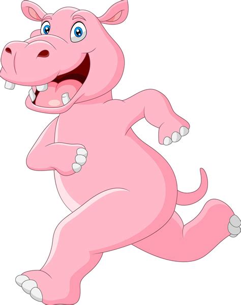 Cartoon funny hippo is running 12805527 Vector Art at Vecteezy