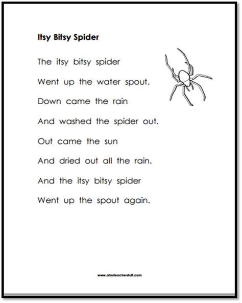 Itsy Bitsy Spider Printable - Printable Word Searches