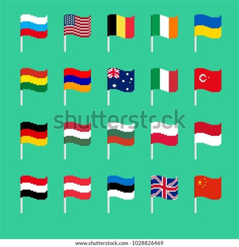 Pixel Flag Set Pixelated Banner National Stock Vector (Royalty Free ...