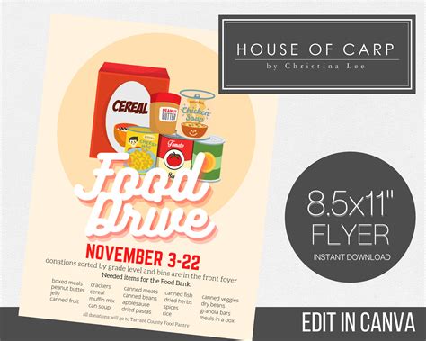 EDITABLE Food Drive Poster, Event Poster, Canned Food Drive Poster - Etsy