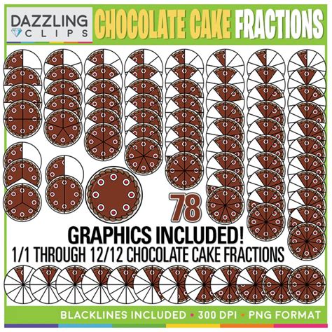 Chocolate Cake Fractions Clipart - 78 illustrations!