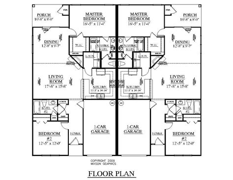 Ranch Style Duplex House Plans | Duplex floor plans, Duplex house plans ...