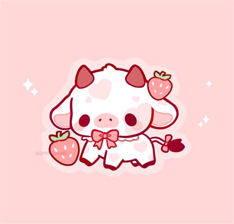 Kawaii Strawberry Cow Matte Vinyl Sticker Stickers Cute - Etsy Sweden