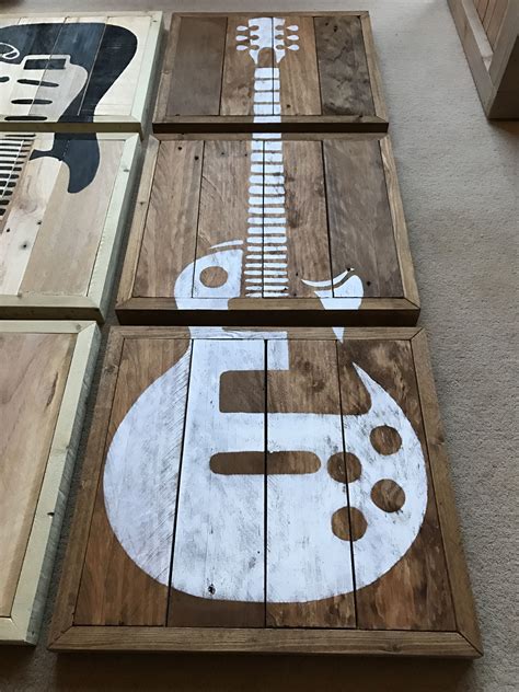 3 piece guitar wall art made from rescued wood #guitarart #guitar #wallart | Guitar wall art ...