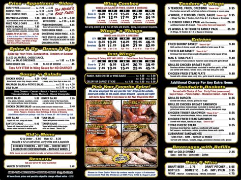 Wings 'n Things menu in Houston, Texas, USA