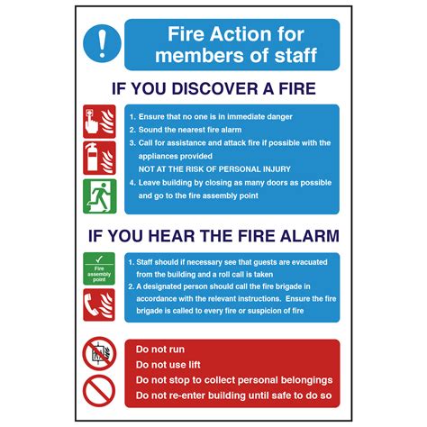 Members of Staff - Fire Action Safety Sign