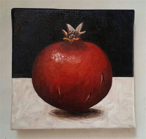 Pomegranate Oil Painting Pomegranate Still Life Painting 6x6