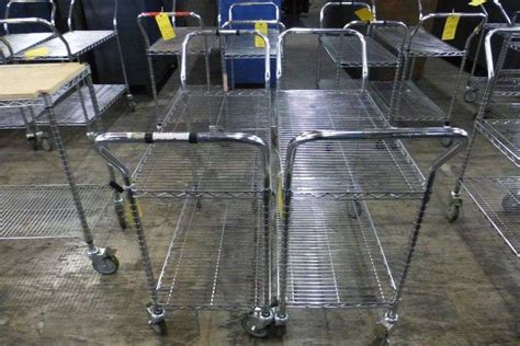 Lot of (2) Uline Rolling Carts with Handles - Yellow Tag Auctions