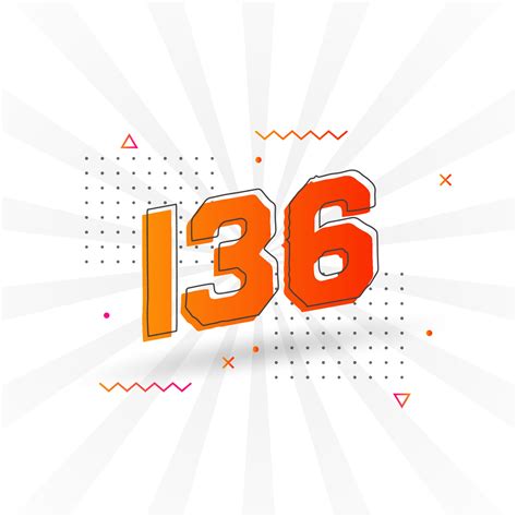 136 number vector font alphabet. Number 136 with decorative element ...